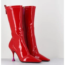 Best 3JUIN Boots talon haut en vernis stretch 90s - GILDA CRIS EROS ROUGE