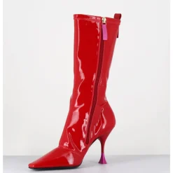 Best 3JUIN Boots talon haut en vernis stretch 90s - GILDA CRIS EROS ROUGE