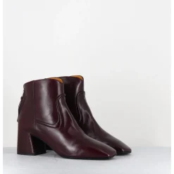 MARA BINI Boots talon recouvert en agneau x - T247 SETA VINACIA BORDEAU