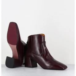 MARA BINI Boots talon recouvert en agneau x - T247 SETA VINACIA BORDEAU