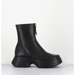Sale VIC MATIE Boots zip central à plateforme en cuir - 1F2412D ELODIE BLACK NOIR
