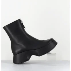 Sale VIC MATIE Boots zip central à plateforme en cuir - 1F2412D ELODIE BLACK NOIR