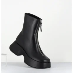 Sale VIC MATIE Boots zip central à plateforme en cuir - 1F2412D ELODIE BLACK NOIR