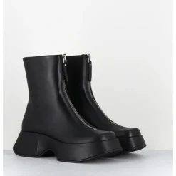 Sale VIC MATIE Boots zip central à plateforme en cuir - 1F2412D ELODIE BLACK NOIR