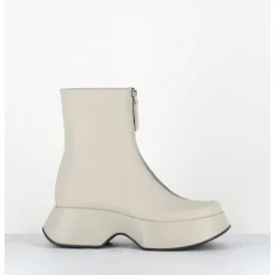 Clearance VIC MATIE Boots zip central à plateforme en cuir blanc cassé - 1F2412D ELODIE DESERT