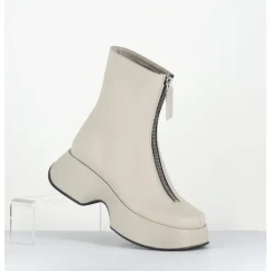 Clearance VIC MATIE Boots zip central à plateforme en cuir blanc cassé - 1F2412D ELODIE DESERT
