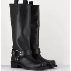 Outlet ORMEDA Bottes bikers bout carré en cuir - 1613 YORK NERO NOIR