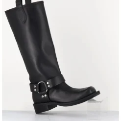 Outlet ORMEDA Bottes bikers bout carré en cuir - 1613 YORK NERO NOIR