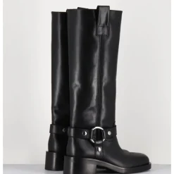 Hot STRATEGIA Bottes boucle biker en cuir - A5603H24 TALCO NERO NOIR