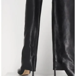 Sale MALLONI Bottes bout pointu à guêtre en cuir talon haut- M23I99902 BLACK NOIR