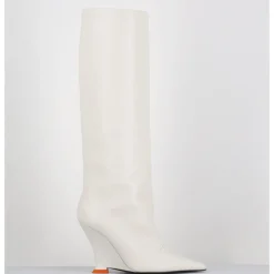 Sale 3JUIN Bottes bout pointu en cuir talon compensé y2k - NUMA OXFORD IVORY BLANC