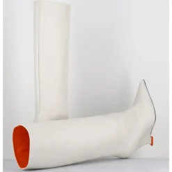 Sale 3JUIN Bottes bout pointu en cuir talon compensé y2k - NUMA OXFORD IVORY BLANC