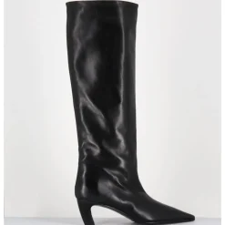 New THEA MIKA Bottes bout pointu en cuir petit talon - TMC480B NATUR NERO NOIR