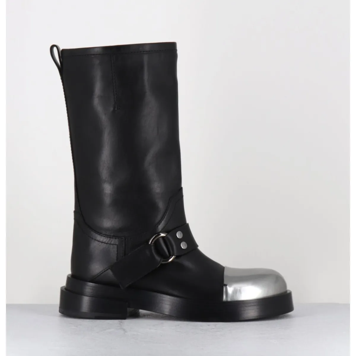 Clearance PREMIATA Bottes cavalière en cuir & bout argent - Boots M6813 ISEO NERO NOIR