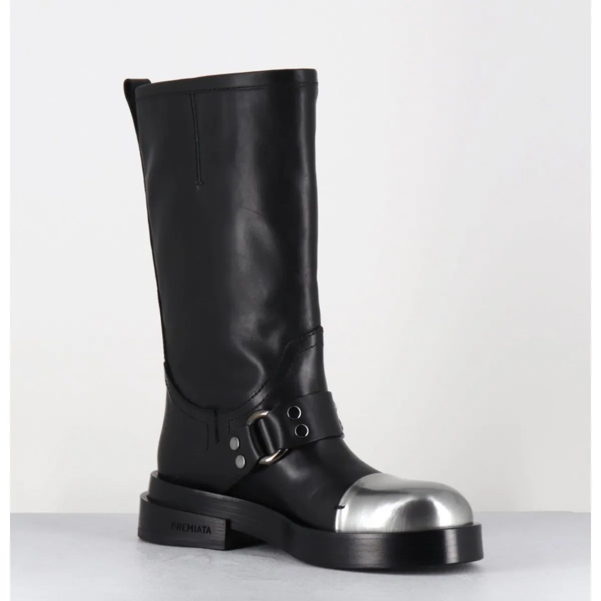 Clearance PREMIATA Bottes cavalière en cuir & bout argent - Boots M6813 ISEO NERO NOIR