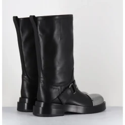 Clearance PREMIATA Bottes cavalière en cuir & bout argent - Boots M6813 ISEO NERO NOIR