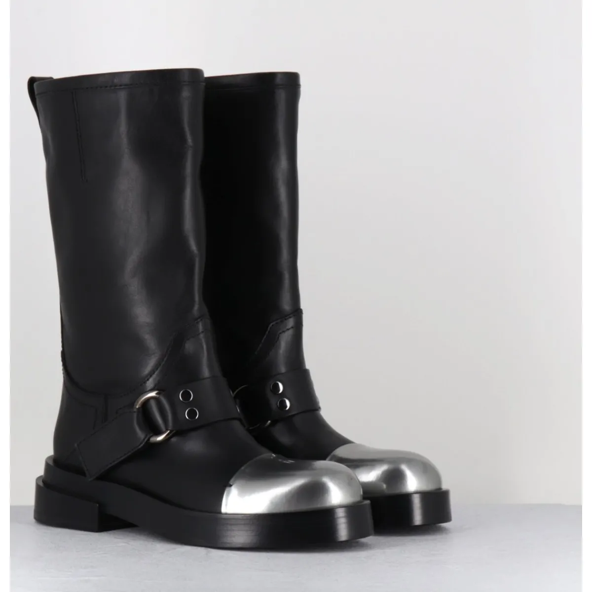 Clearance PREMIATA Bottes cavalière en cuir & bout argent - Boots M6813 ISEO NERO NOIR