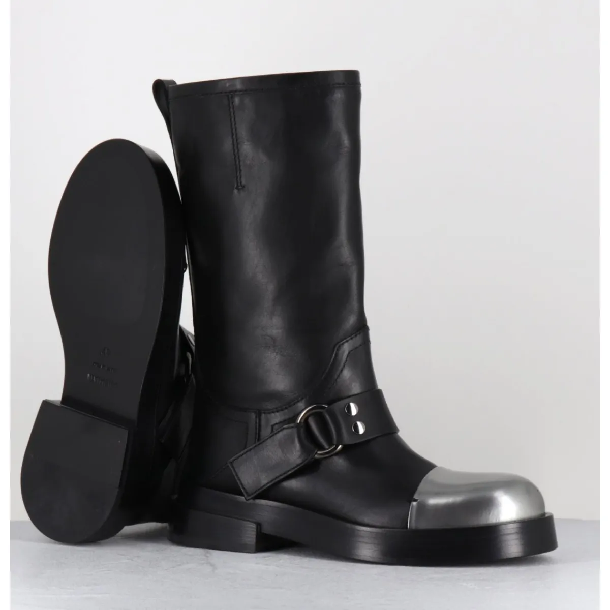Clearance PREMIATA Bottes cavalière en cuir & bout argent - Boots M6813 ISEO NERO NOIR