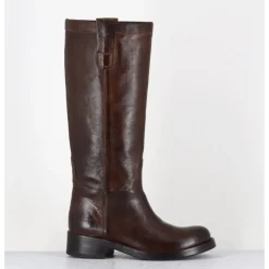 Sale LA BOTTEGA DI LISA Bottes cavalières en cuir - 5512 BUF BIRRA MARRON