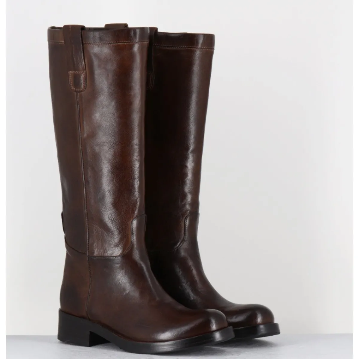 Sale LA BOTTEGA DI LISA Bottes cavalières en cuir - 5512 BUF BIRRA MARRON