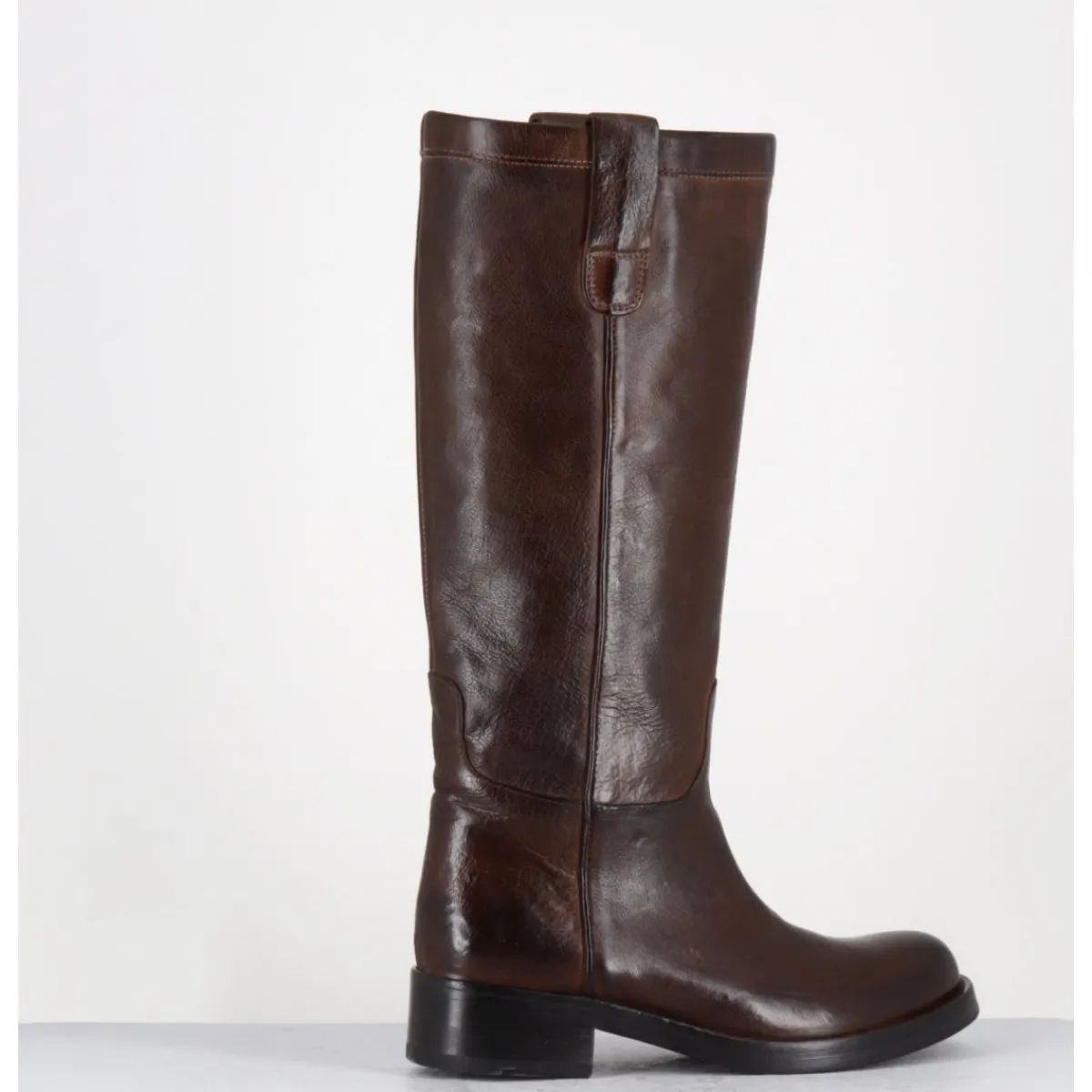 Sale LA BOTTEGA DI LISA Bottes cavalières en cuir - 5512 BUF BIRRA MARRON