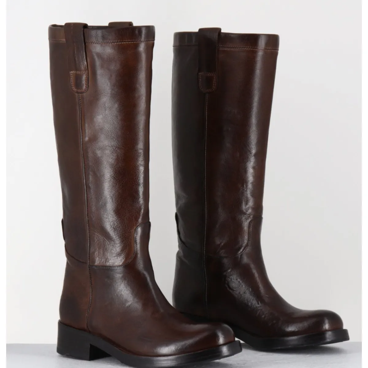Sale LA BOTTEGA DI LISA Bottes cavalières en cuir - 5512 BUF BIRRA MARRON