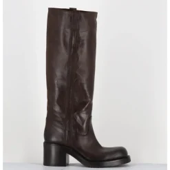 Outlet ELENA IACHI Bottes en cuir froissé - E4047 SENECA MORO MARRON