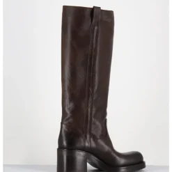 Outlet ELENA IACHI Bottes en cuir froissé - E4047 SENECA MORO MARRON