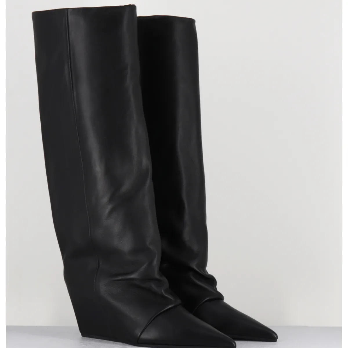 Outlet VIC MATIE Bottes en cuir bout pointu compensées - 1F2554D DAYTONA BLACK NOIR