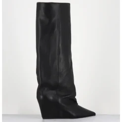 Outlet VIC MATIE Bottes en cuir bout pointu compensées - 1F2554D DAYTONA BLACK NOIR