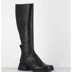 Online E8 BY MIISTA Bottes en cuir bout carré petit talon - BRUNILHDA BLACK TALL NOIR