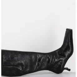 New MIISTA Bottes en cuir fleuri bout carré & piercings - ALFREDA TALL BOOTS NOIR