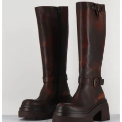 New ELENA IACHI Bottes en cuir vieilli semelle légère - E3772H24 BETA CUOIO MARRON