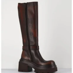New ELENA IACHI Bottes en cuir vieilli semelle légère - E3772H24 BETA CUOIO MARRON