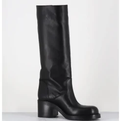 Clearance ELENA IACHI Bottes esprit bikers en cuir - E4050-L NATURE NERO NOIR