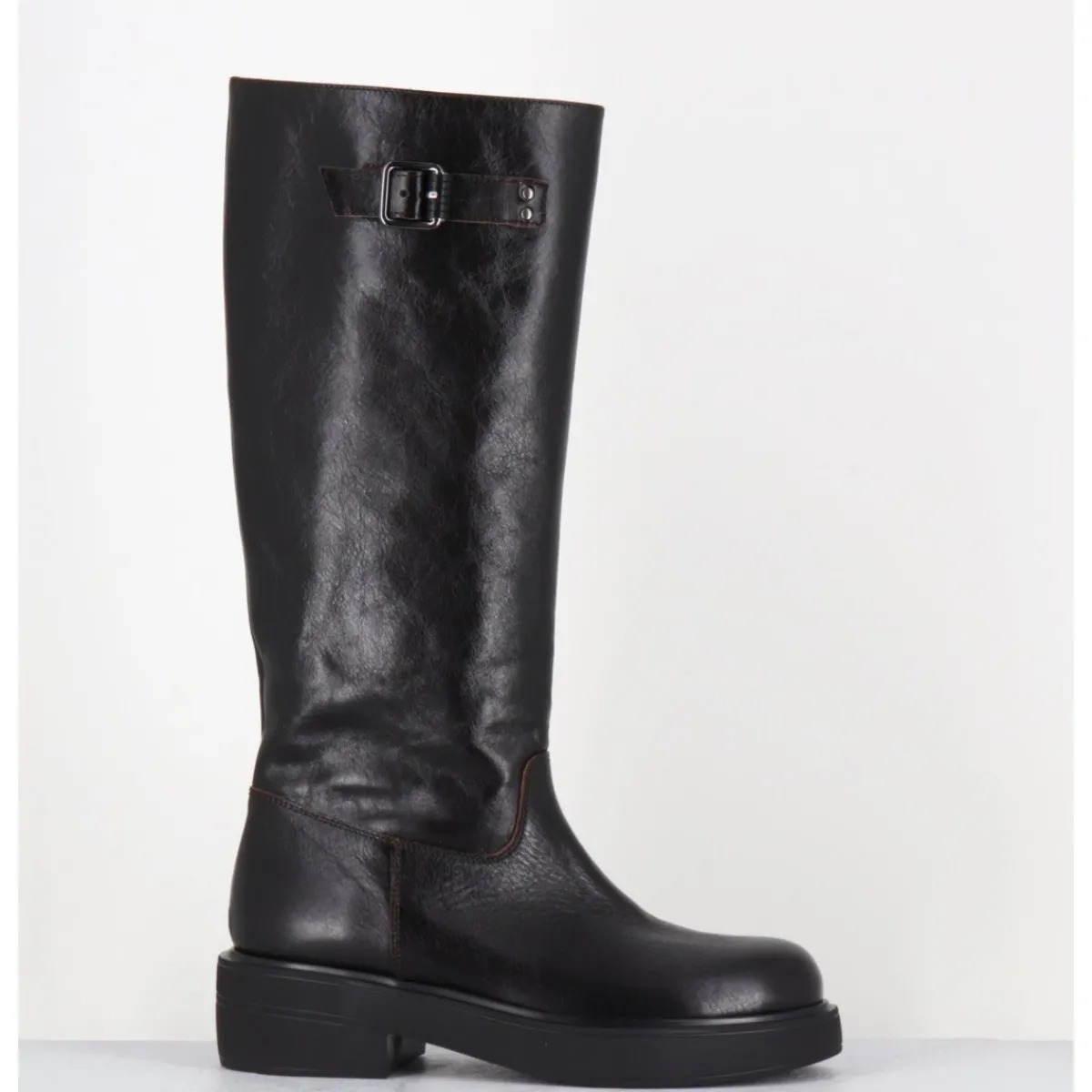 GARRICE LAB Bottes esprit cavalière en cuir - TORI MORODER T MORO MARRON