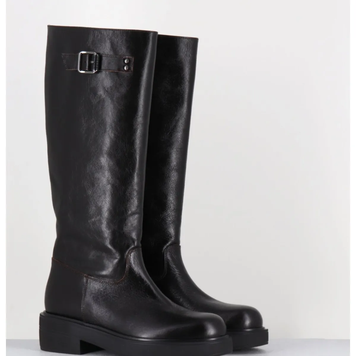 GARRICE LAB Bottes esprit cavalière en cuir - TORI MORODER T MORO MARRON