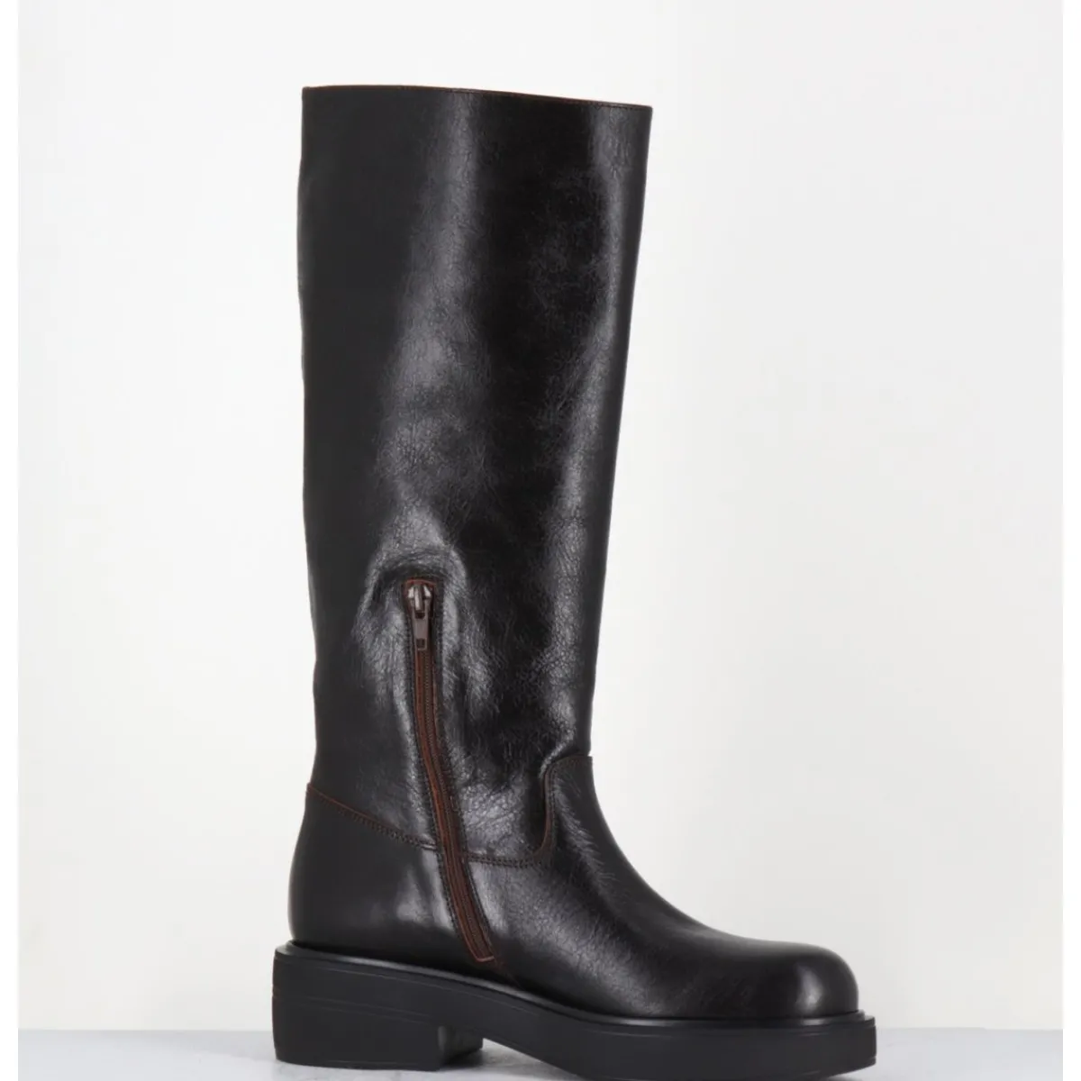 GARRICE LAB Bottes esprit cavalière en cuir - TORI MORODER T MORO MARRON