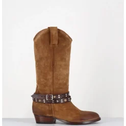 New LA BOTTEGA DI LISA Bottes esprit tiag en daim bracelet amovible - TEX CROSTA BRUCCIATO CAMEL