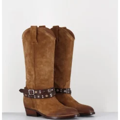 New LA BOTTEGA DI LISA Bottes esprit tiag en daim bracelet amovible - TEX CROSTA BRUCCIATO CAMEL