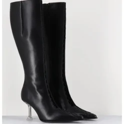Online MIISTA Bottes hautes en cuir corseté & talon plexi - ALINE TALL BOOTS NOIR