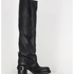New ELENA IACHI Bottes hautes en cuir esprit bikers - E4048-L NATURE NERO NOIR
