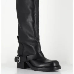 New ELENA IACHI Bottes hautes en cuir esprit bikers - E4048-L NATURE NERO NOIR