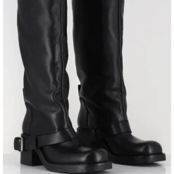 New ELENA IACHI Bottes hautes en cuir esprit bikers - E4048-L NATURE NERO NOIR