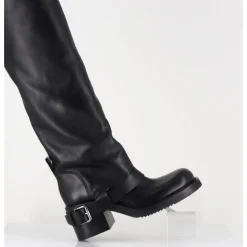 New ELENA IACHI Bottes hautes en cuir esprit bikers - E4048-L NATURE NERO NOIR