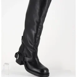 New ELENA IACHI Bottes hautes en cuir esprit bikers - E4048-L NATURE NERO NOIR