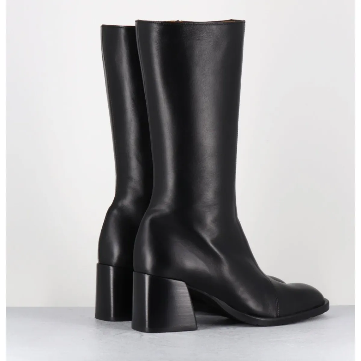 Clearance MARA BINI Bottes mi-hautes en cuir souple - R288M SETA NERO NOIR