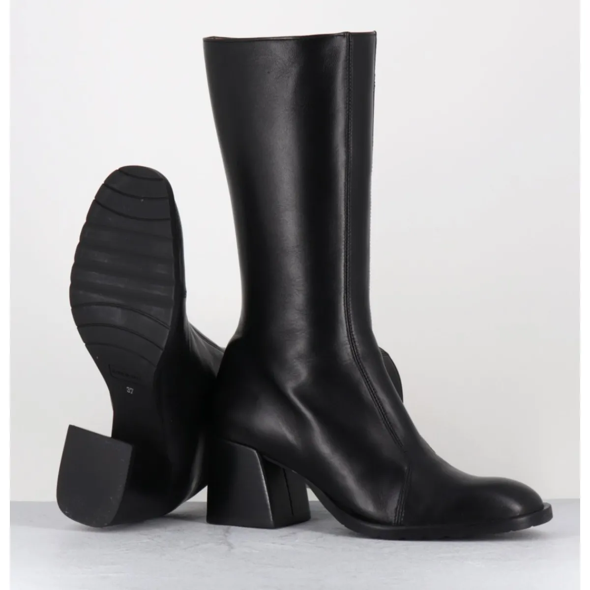 Clearance MARA BINI Bottes mi-hautes en cuir souple - R288M SETA NERO NOIR