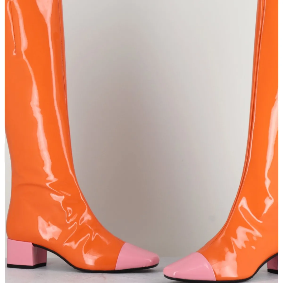 Outlet CAREL Bottes 60s vernis & rose - MALAGA VERNIS MANDARINE ORANGE