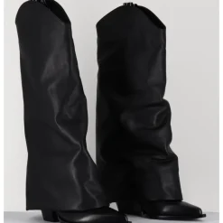 Hot ELENA IACHI Bottes santiag à guêtre en cuir - E3595 NATURE NERO NOIR